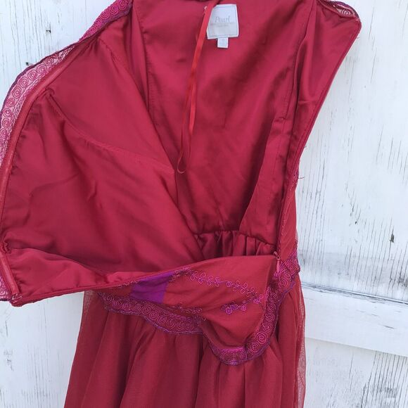 Pearl Georgina Chapman of Marchesa Red Mesh Lace Bustier Party Dress Size 0 - Picture 8 of 10